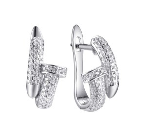Серебряные cерьги классические с фианитом