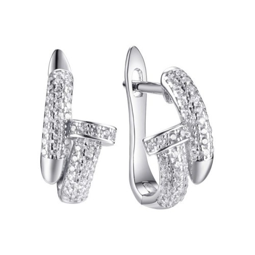 Серебряные cерьги классические с фианитом