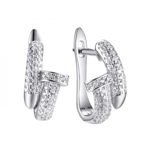 Серебряные cерьги классические с фианитом