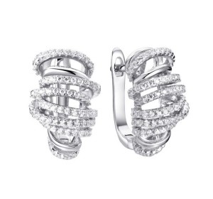Серебряные cерьги классические с фианитом