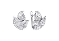 Серебряные cерьги классические с фианитом