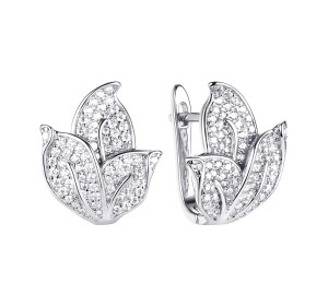 Серебряные cерьги классические с фианитом
