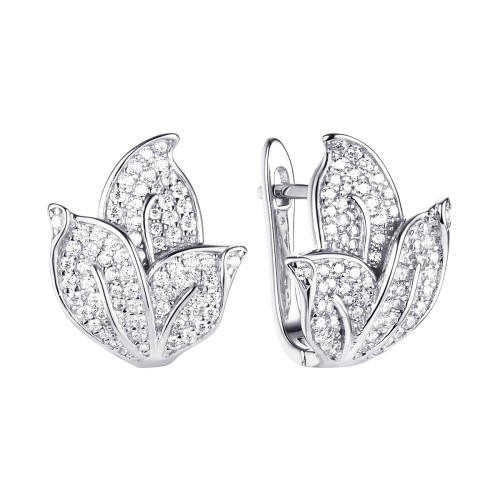 Серебряные cерьги классические с фианитом