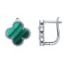 Серебряные cерьги классические с малахитом
