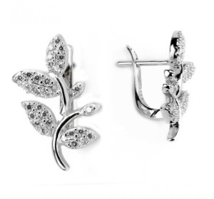 Серебряные cерьги классические с фианитом
