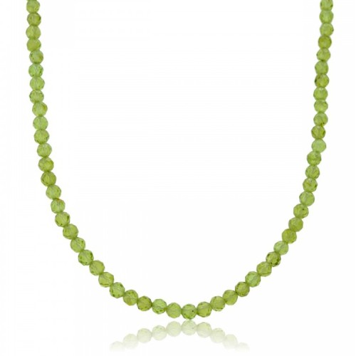 Бусы из серебра с хризолитом