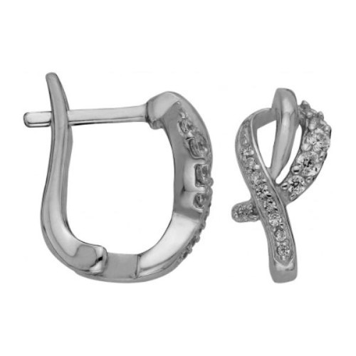 Серебряные cерьги классические с фианитом