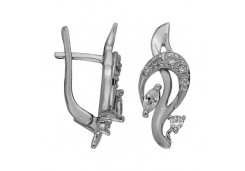 Серебряные cерьги классические с фианитом