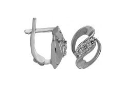 Серебряные cерьги классические с фианитом