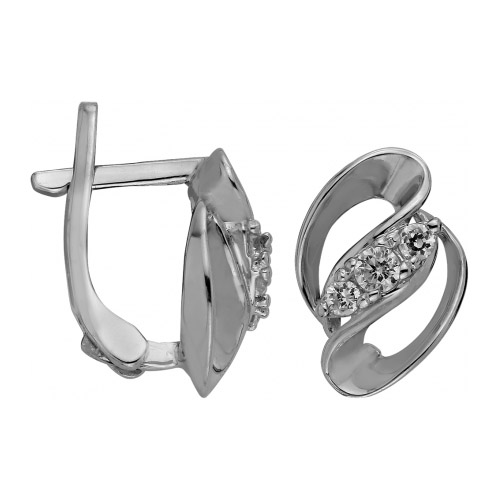 Серебряные cерьги классические с фианитом