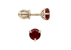Золотые cерьги пусеты (гвоздики) с гранатом