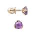 Золотые cерьги пусеты (гвоздики) с аметистом
