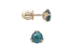 Золотые cерьги пусеты (гвоздики) с ситаллом