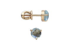 Золотые cерьги пусеты (гвоздики) с топазом
