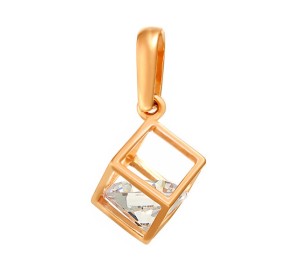 Серебряная подвеска с позолотой с фианитом