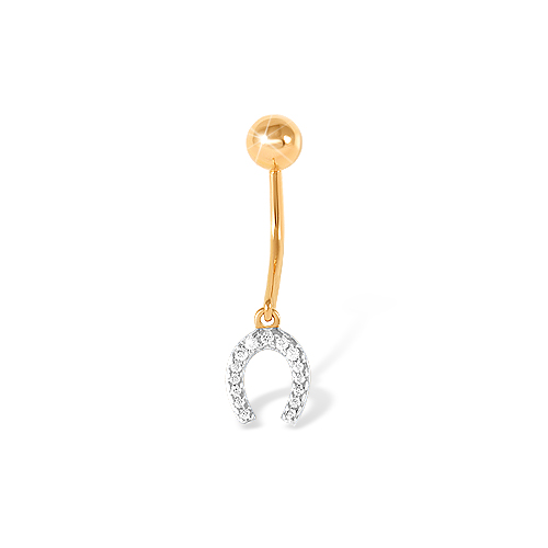 Серьга д/пирсинга из золота с фианитом