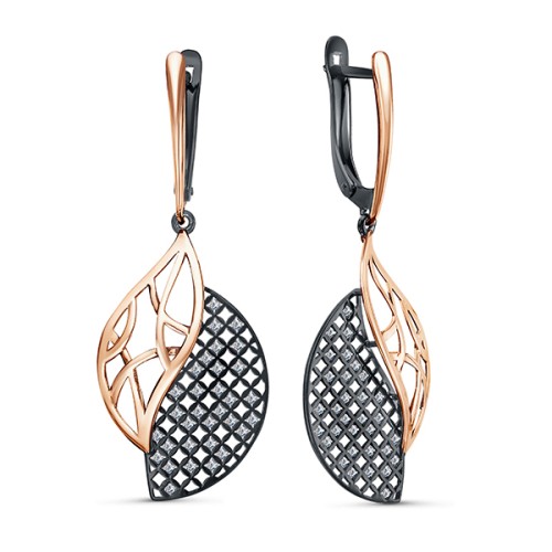 Золотые cерьги висячие с фианитом