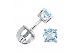 Серебряные cерьги пусеты (гвоздики) с топазом