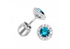 Серебряные cерьги пусеты (гвоздики) с лондон топазом