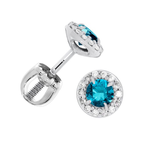 Серебряные cерьги пусеты (гвоздики) с лондон топазом