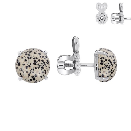 Серебряные cерьги пусеты (гвоздики) с яшмой