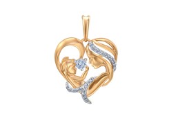 Серебряная подвеска с позолотой с фианитом