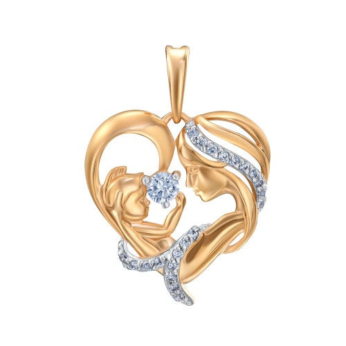 Серебряная подвеска с позолотой с фианитом