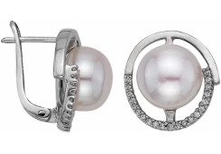 Серебряные cерьги классические с жемчугом