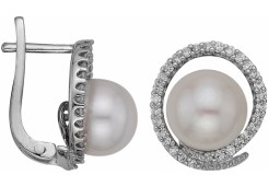 Серебряные cерьги классические с жемчугом