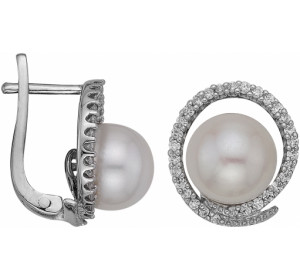 Серебряные cерьги классические с жемчугом