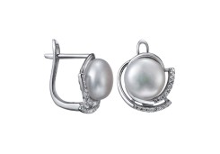 Серебряные cерьги классические с жемчугом