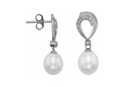 Серебряные cерьги пусеты (гвоздики) с жемчугом