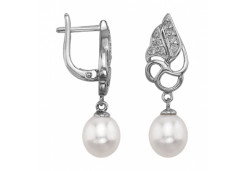 Серебряные cерьги висячие с жемчугом