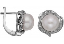 Серебряные cерьги классические с жемчугом