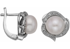 Серебряные cерьги классические с жемчугом