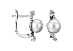 Серебряные cерьги классические с жемчугом