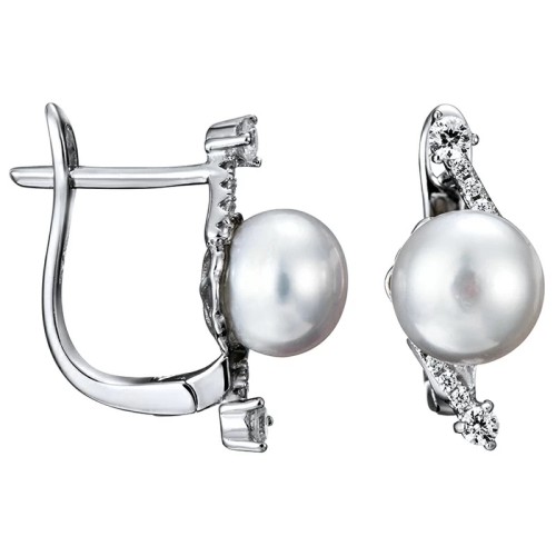 Серебряные cерьги классические с жемчугом