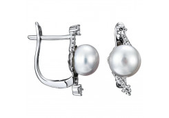 Серебряные cерьги классические с жемчугом