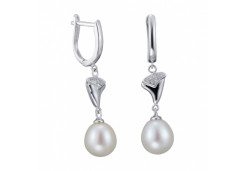 Серебряные cерьги висячие с жемчугом