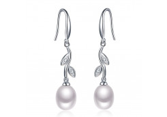 Серебряные cерьги висячие с жемчугом