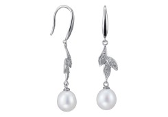 Серебряные cерьги висячие с жемчугом