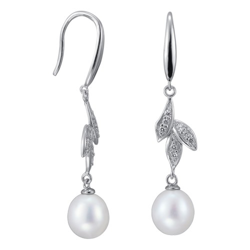 Серебряные cерьги висячие с жемчугом