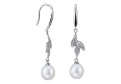Серебряные cерьги висячие с жемчугом