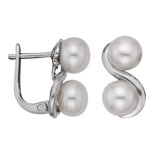 Серебряные cерьги классические с жемчугом