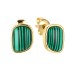 Серебряные cерьги пусеты (гвоздики) с позолотой с малахитом