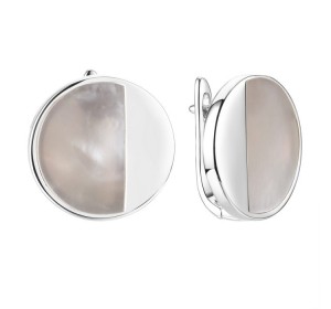 Серебряные cерьги классические с перламутром