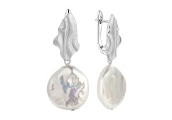 Серебряные cерьги висячие с жемчугом