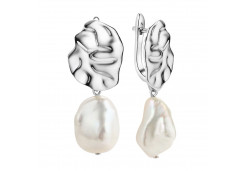 Серебряные cерьги висячие с жемчугом