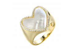 Серебряное кольцо с позолотой с перламутром
