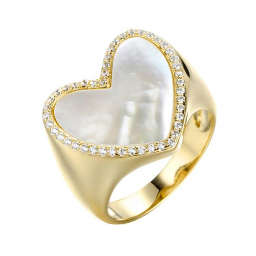 Серебряное кольцо с позолотой с перламутром